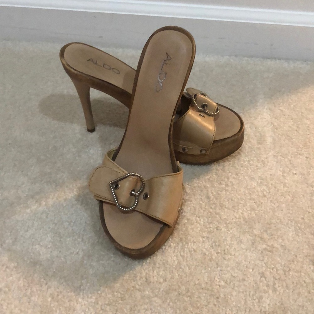 ALDO slide heel with heart buckle